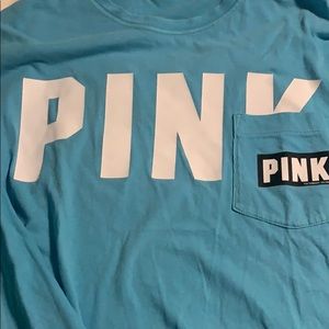 Pink Victoria’s Secret blue college tee